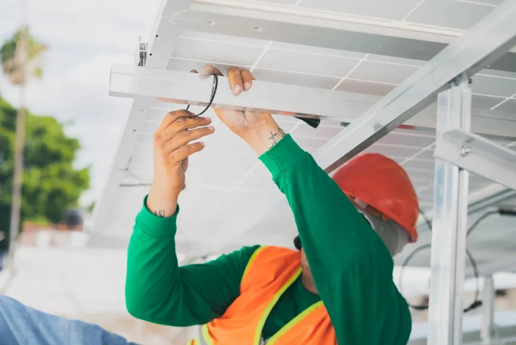 electrician working under table